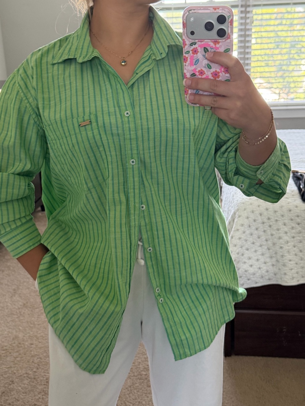Turtle Sport Club Striped Button Down Shirt